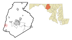 Frederick County Maryland Incorporated and Unincorporated areas Burkittsville Highlighted.svg