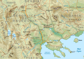 Mapa topográfico de Macedonia