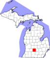 Map of Michigan highlighting Eaton County