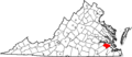 Map of Virginia highlighting Surry County