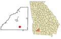 Mitchell County Georgia Incorporated and Unincorporated areas Pelham Highlighted