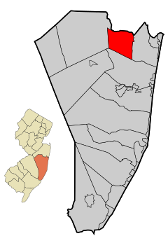 Ocean County New Jersey Incorporated and Unincorporated areas Lakewood Highlighted.svg