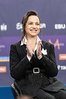 Petra Mede Eurovision Song Contest 2024 Final Malmö press conference presenters 05.jpg