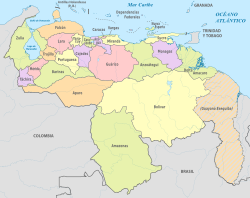 Archivo:Venezuela, administrative divisions (+claims) - es - colored