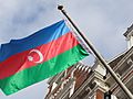 Flag of Azerbaijan, Embassy of Azerbaijan, Kensington Court, London (25th September 2014)