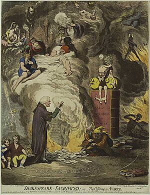 Archivo:Gillray Shakespeare Sacrificed 20 June 1789