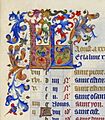 Initiales KL d'Août - Très Riches Heures du duc de Berry - f9r