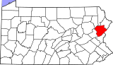 Map of Pennsylvania highlighting Monroe County.svg
