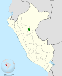 Distribución geográfica del hormiguero de la Cordillera Azul.