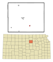 Ottawa County Kansas Incorporated and Unincorporated areas Bennington Highlighted.svg