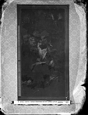 Archivo:Pinturas Negras de Goya, Quinta del Sordo, pintura "Hombres leyendo", o "La lectura", fotografía de Juan Laurent en 1874, con luz eléctrica, VN-08120 P