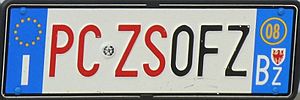 Archivo:Targa automobilistica Italia 1999 PC•ZS0FZ Bolzano-Alto Adige Protezione Civile provinciale
