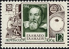 Archivo:The Soviet Union 1964 CPA 3029 stamp (World Cultural Figures. Galileo Galilei (1564-1642), Italian astronomer, physicist and engineer)