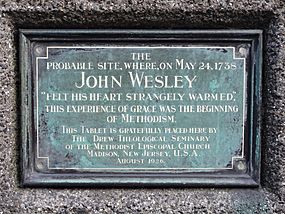 Archivo:The probable site where on May 24 1738 John Wesley felt his heart strangely warmed. This experience of grace was the beginning of Methodism