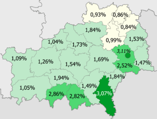 Ukrainians in Homieĺskaja voblasć, Belarus (2009 census)