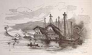 Archivo:Barcos de Colón en la Isla de Jamaica