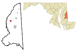 Caroline County Maryland Incorporated and Unincorporated areas Ridgely Highlighted.svg