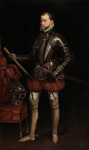 Archivo:Felipe II, con la armadura de San Quintín
