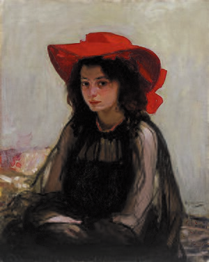 Archivo:Girl in a Red Hat - Oleksandr Murashko