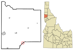 Latah County Idaho Incorporated and Unincorporated areas Kendrick Highlighted.svg