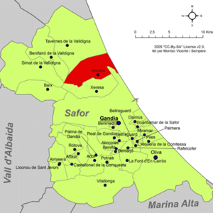 Archivo:Localització de Xeraco respecte de la Safor