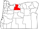Mapa de Oregón con la ubicación del condado de Wasco