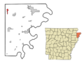 Mississippi County Arkansas Incorporated and Unincorporated areas Leachville Highlighted