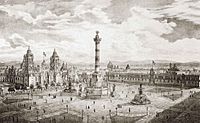 Archivo:Primer monumento a la Independencia en la Plaza Mayor 1843
