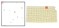 Washington County Kansas Incorporated and Unincorporated areas Mahaska Highlighted.svg