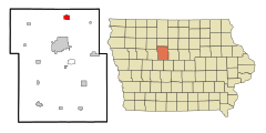Webster County Iowa Incorporated and Unincorporated areas Badger Highlighted.svg