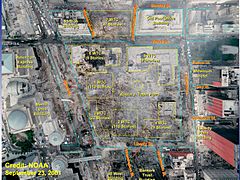 Archivo:World Trade Center Site After 9-11 Attacks With Original Building Locations