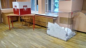 Archivo:2020 Presidential election in Poland, ballot box in Tomaszów Mazowiecki, Sikorskiego Street 6A