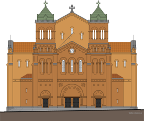 Archivo: Alzado de la fachada principal Catedral de Medellin