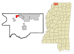 DeSoto County Mississippi Incorporated and Unincorporated areas Lynchburg Highlighted.svg