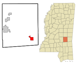 Jasper County Mississippi Incorporated and Unincorporated areas Heidelberg Highlighted.svg