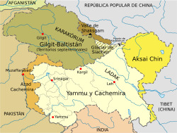 Archivo:Kaschmir umstrittene Gebiete-es