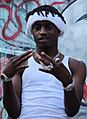 Lil Tjay on set (cropped 2)