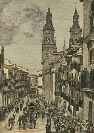 Archivo:Logroño, paso del entierro del General Espartero por la calle del Mercado, Muñoz (cropped)