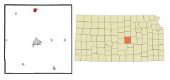 McPherson County Kansas Incorporated and Unincorporated areas Lindsborg Highlighted.svg