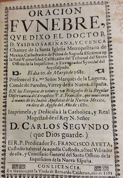 Oración fúnebre de Isidro Sariñana