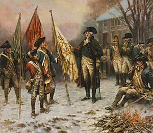 Archivo:Percy Moran, Washington inspecting the captured colors after the battle of Trenton cph.3g11107