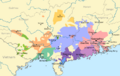 Ping and Yue dialect map
