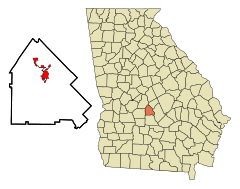 Pulaski County Georgia Incorporated and Unincorporated areas Hawkinsville Highlighted.svg