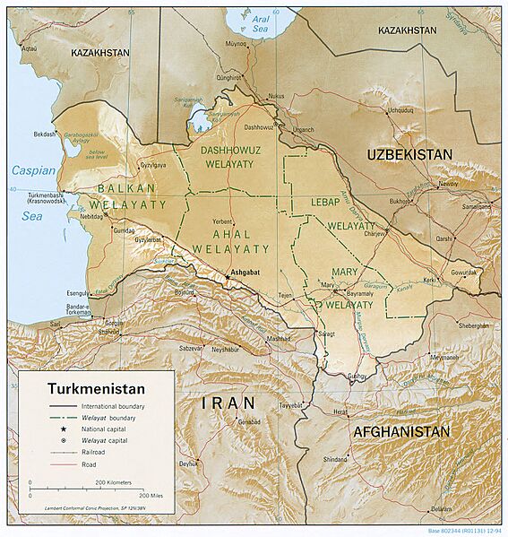 Turkmenistan 1994 CIA map