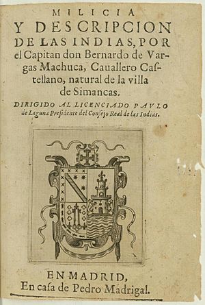 Archivo:Bernardo De Vargas Machuca, Milicia y descripcion de las Indias, Title Page, 1599