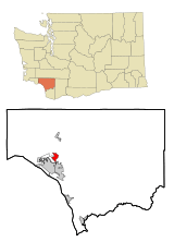 Cowlitz County Washington Incorporated and Unincorporated areas West Side Highway Highlighted.svg