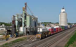 Elm Creek, Nebraska with train 3.JPG