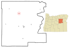 Grant County Oregon Incorporated and Unincorporated areas Long Creek Highlighted.svg