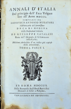 Archivo:Lodovico Antonio Muratori-Annali Italia-Roma, 1752, t. I, p. I
