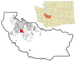 Pierce County Washington Incorporated and Unincorporated areas Parkland Highlighted.svg